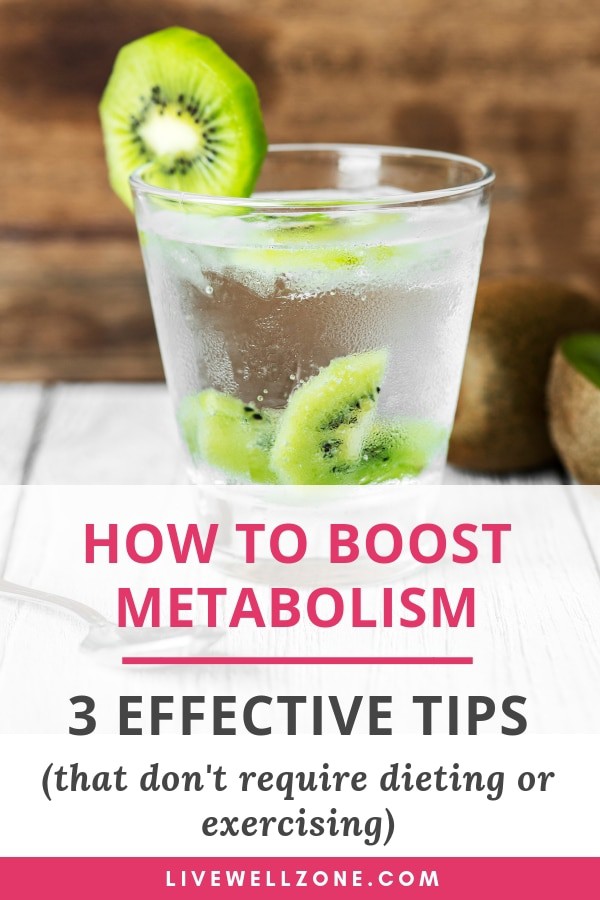 how to boost metabolism without exercising - pin image showing kiwi infused water