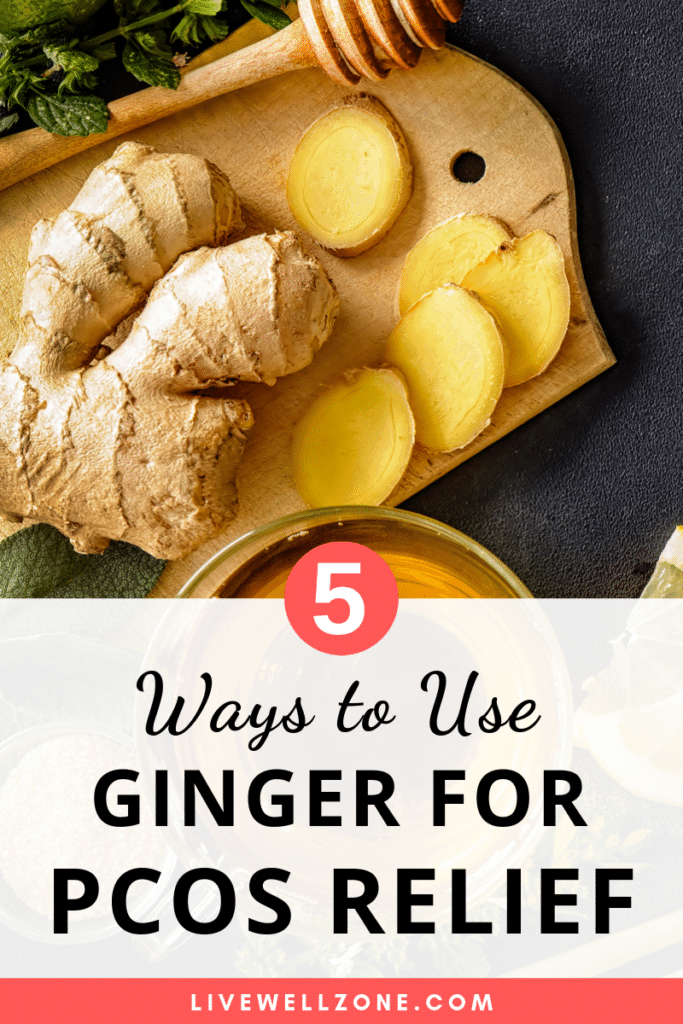 how to use ginger for pcos slices on cutting board