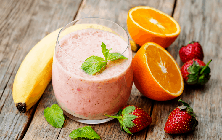 strawberry banana smoothie with apple orange juice