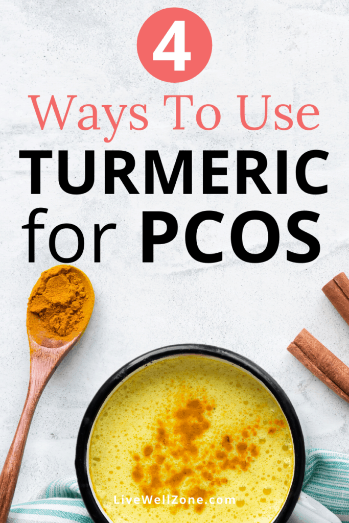 turmeric for pcos pin with powder and milk