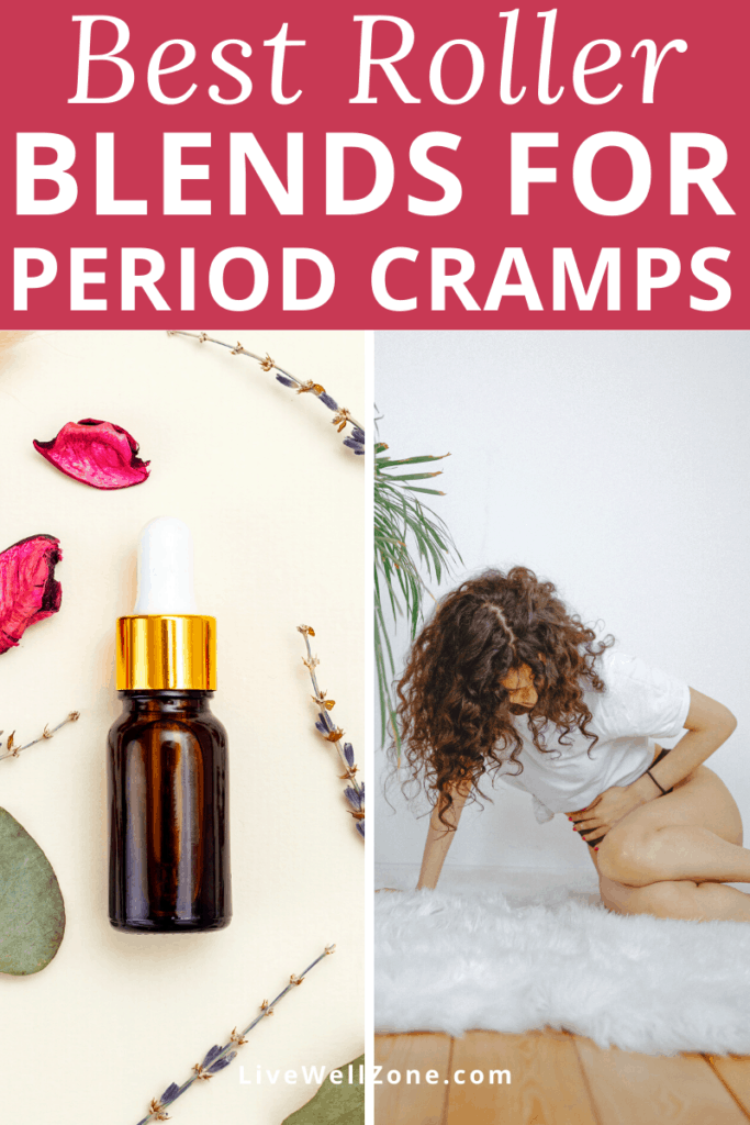 roller blend for menstrual cramps showing woman in pain