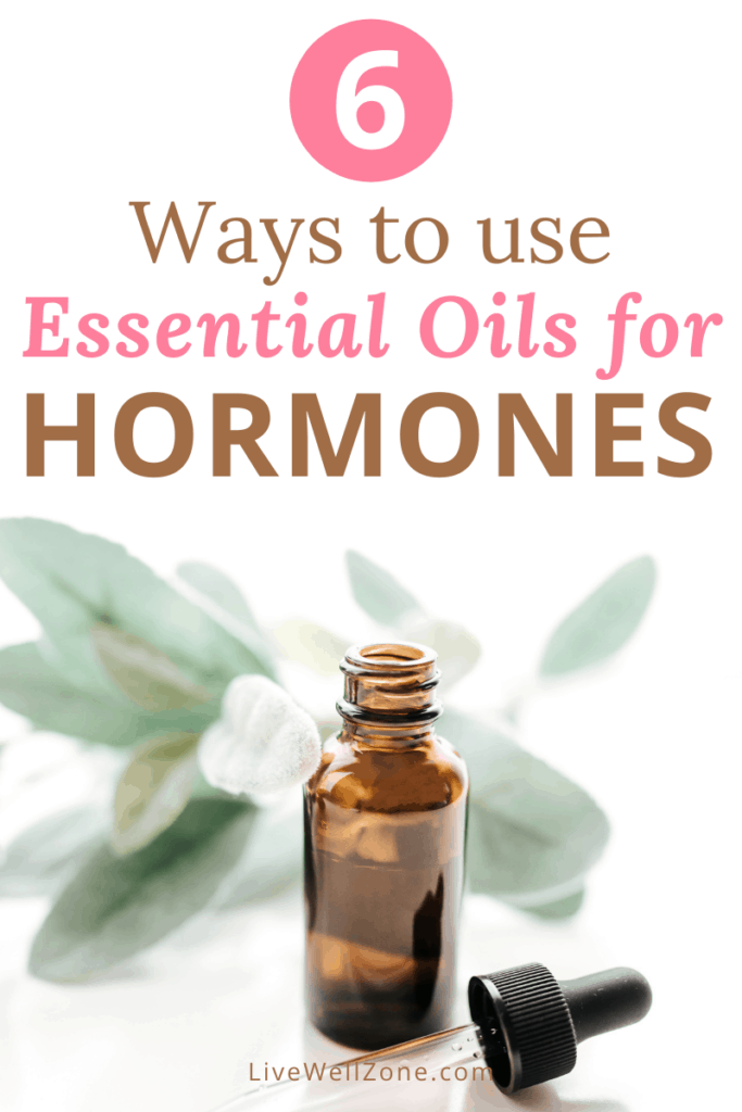 where to apply essential oils for hormone balance pin with bottle and dropper