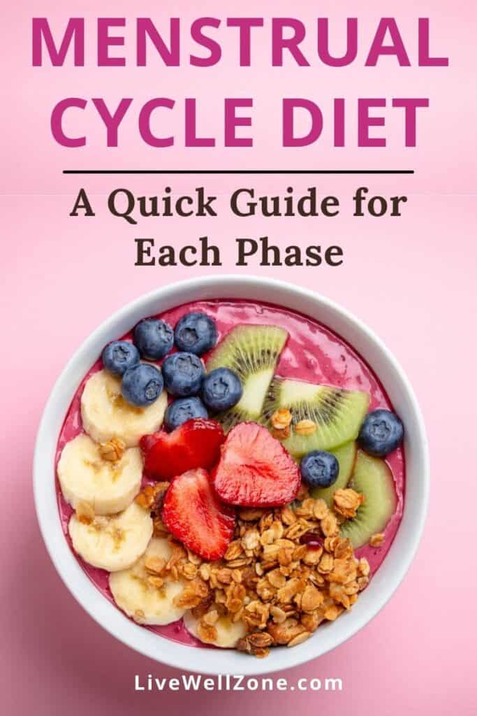 pin image of smoothie bowl for what to eat during each phase of the menstrual cycle