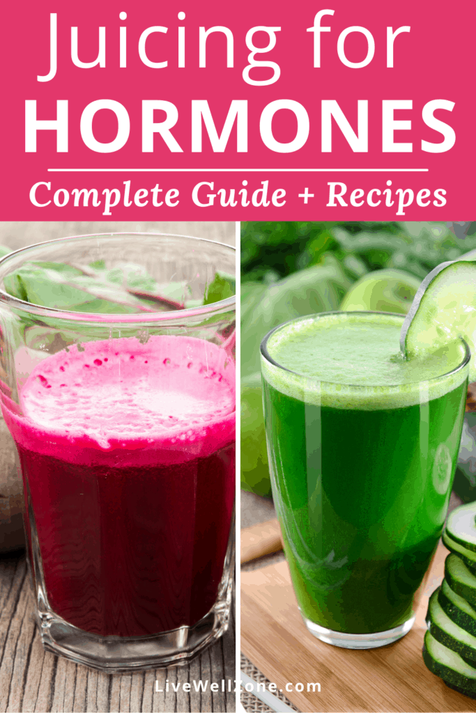 juicing for hormone imbalance pin image with beet and celery juice