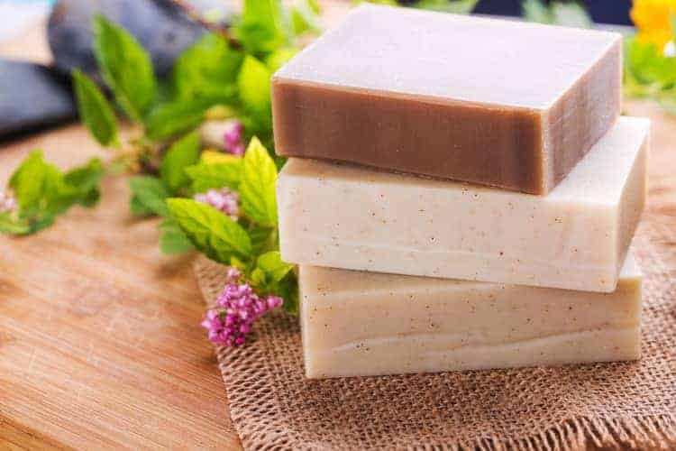 best soap for rosacea - soap bars stacked on a table