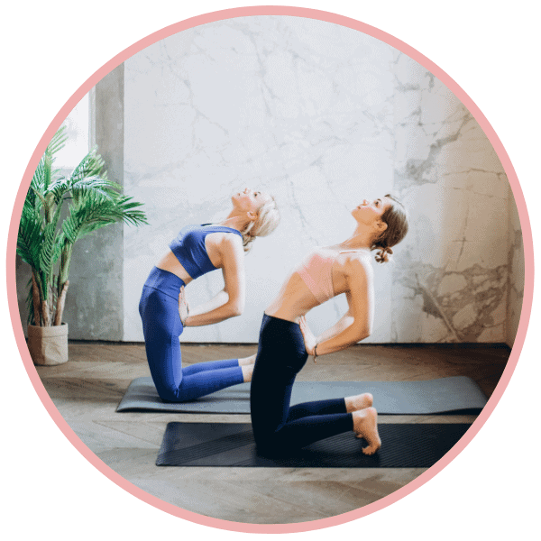 women doing backbend exercise