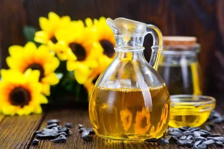 sunflower oil in a jug