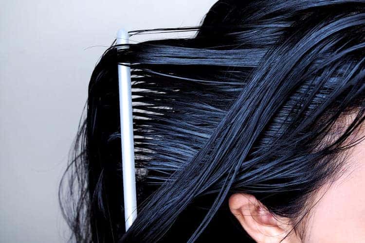 combing dark hair