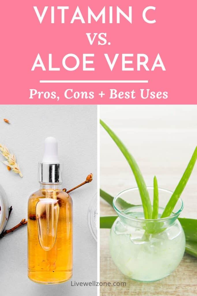 infographic for vitamin c serum vs aloe vera gel