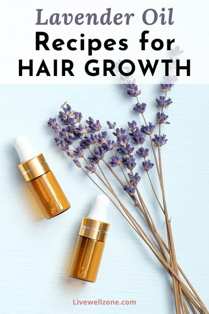 infographic of lavender essential oil recipes for hair growth