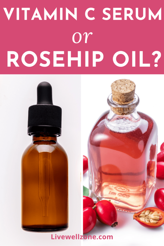 pin for vitamin c serum vs rosehip oil