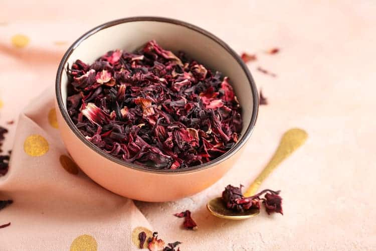 dried hibiscus in a bowl