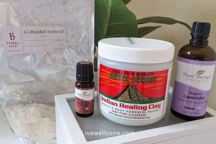 Aztec bentonite clay, oats and essential oils