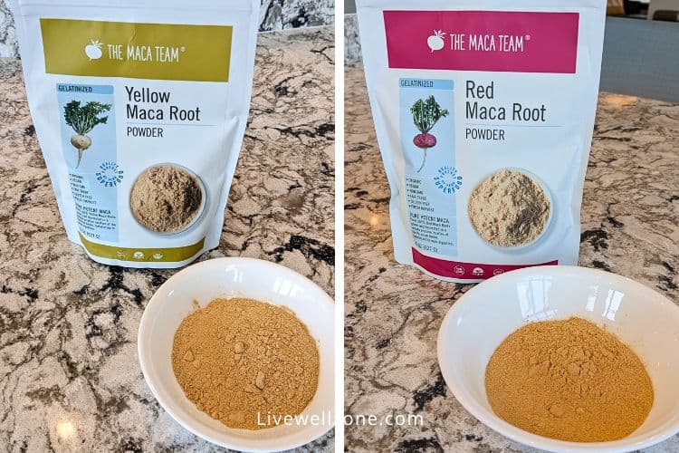 yellow and red maca powder