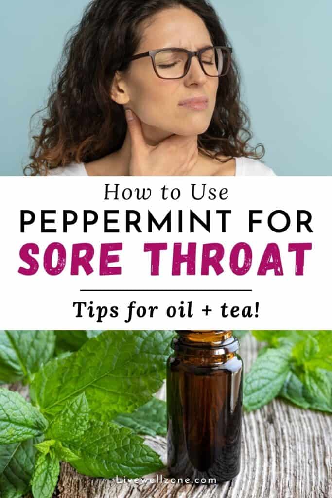 woman with sore throat and peppermint oil