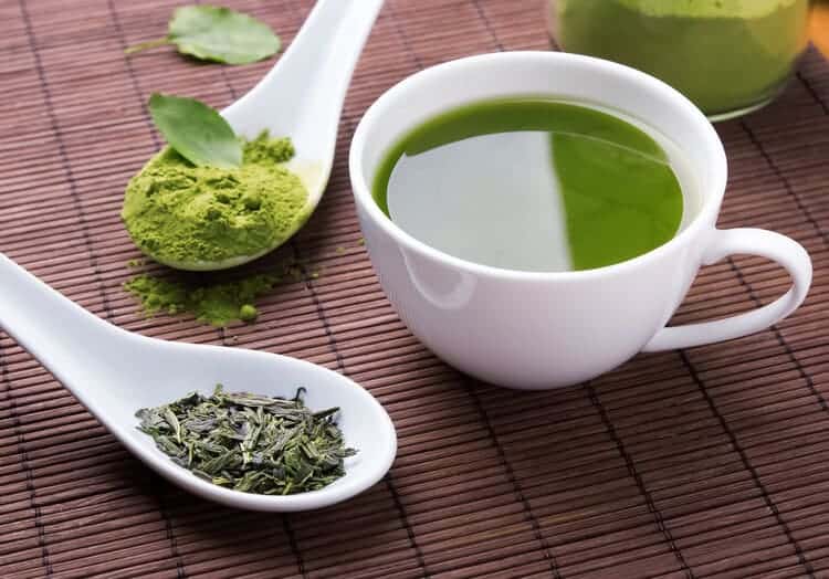 green tea leaves and powder